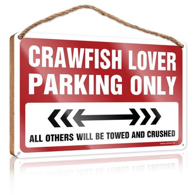 ADWD Work from Home Door Sign Crawfish Lover Parking Only Wooden Sign Spring Porch Sign Funky Home Decor(15X28CM)