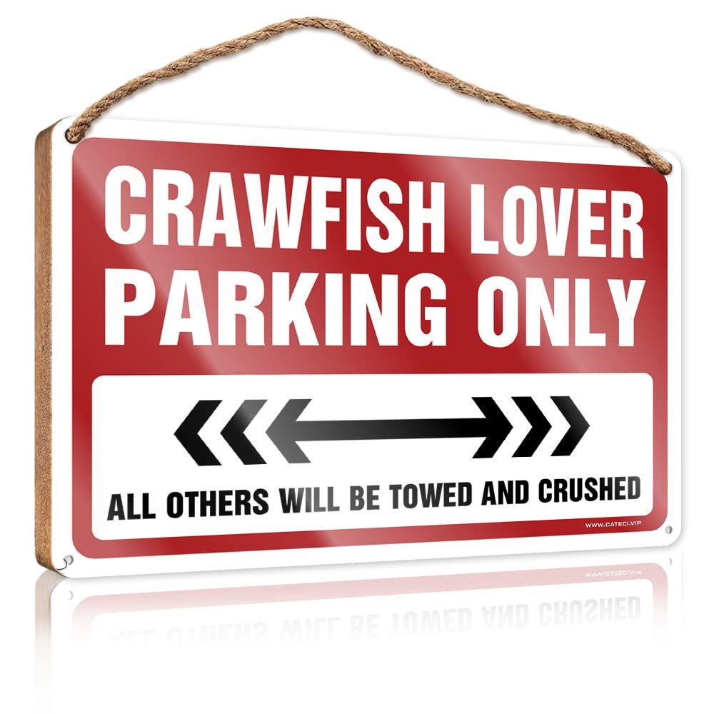 ADWD Work from Home Door Sign Crawfish Lover Parking Only Wooden Sign Spring Porch Sign Funky Home Decor(15X28CM)