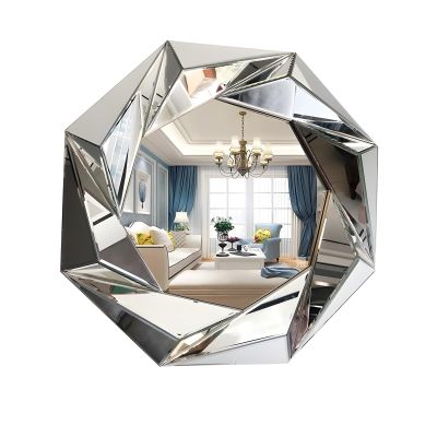 SOYDAN 25.625.6in Diamond Shaped Large Wall Mirror for Decor Elegant Living Room, Modern Beveled Edge Frameless Accent Mirror for Entryway, Dining Room, Bathroom