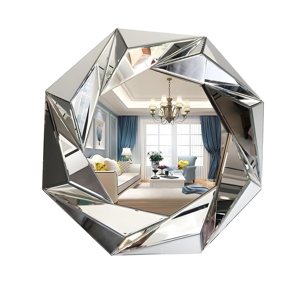 SOYDAN 25.625.6in Diamond Shaped Large Wall Mirror for Decor Elegant Living Room, Modern Beveled Edge Frameless Accent Mirror for Entryway, Dining Room, Bathroom