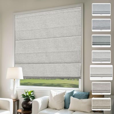 UrMoon Cordless Roman Shade for Windows Waterproof Blackout Roman Shades for Door Fabric Window Blinds for Home, Sand Color(40% Brown), 18" W x 48" H