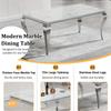 Goujxcy 70" Marble Dining Table Set for 6, Modern 7 Piece Dining Room Table Set with White Faux Marble Dining Table & 6 Grey Velvet Upholstered Chairs, Luxury Silver Kitchen Table Chairs Set of 6 view 4