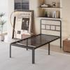 Yicensen 16 Inch Twin Bed Frames with Headboard, Heavy Duty Metal Twin Size Platform Bed Frame with Rounded Corner Legs, No Box Spring Needed, Noise Free, Easy Assembly, Black view 1
