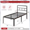 Yicensen 16 Inch Twin Bed Frames with Headboard, Heavy Duty Metal Twin Size Platform Bed Frame with Rounded Corner Legs, No Box Spring Needed, Noise Free, Easy Assembly, Black view 2