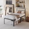 Yicensen 16 Inch Twin Bed Frames with Headboard, Heavy Duty Metal Twin Size Platform Bed Frame with Rounded Corner Legs, No Box Spring Needed, Noise Free, Easy Assembly, Black view 3