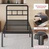Yicensen 16 Inch Twin Bed Frames with Headboard, Heavy Duty Metal Twin Size Platform Bed Frame with Rounded Corner Legs, No Box Spring Needed, Noise Free, Easy Assembly, Black view 4