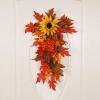 YLSZHY Autumn Artificial Sunflower Teardrop Wreaths for Front Door, Fall Garland with Fake Maple Leaves for Home Thanksgiving Window Wall Farmhouse Indoor Outdoor Decoration view 2