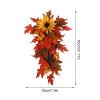 YLSZHY Autumn Artificial Sunflower Teardrop Wreaths for Front Door, Fall Garland with Fake Maple Leaves for Home Thanksgiving Window Wall Farmhouse Indoor Outdoor Decoration view 4
