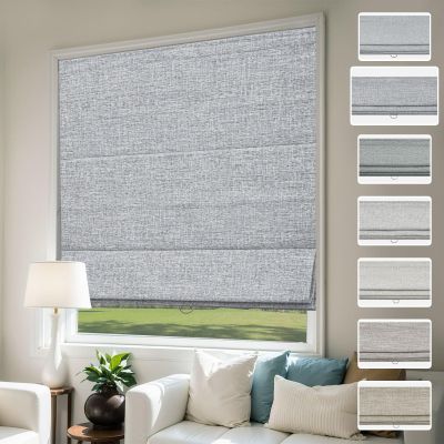 UrMoon Cordless Roman Shade for Windows Waterproof Blackout Roman Shades for Door Fabric Window Blinds for Home, Granite Gray(40% Gray), 24 1/2" W x 72" H