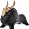 295 Handicrafts Black Yak Sculpture for Home Decor with Golden Horned Showpiece Figurine view 2