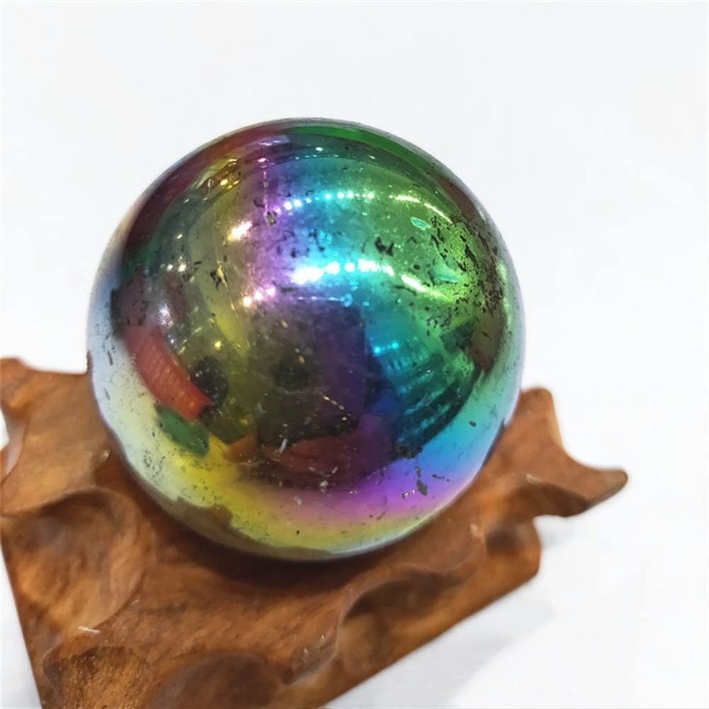 NSIXSURIM Crystal Titanium Quartz Crystal Ball Angel Aura Gemstone Magic Sphere Can be Used for Crystals and Stones(Metal Colour)