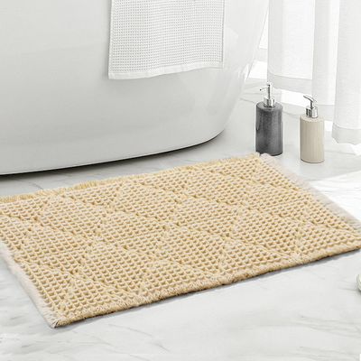 Flamingo P Waffle Bath Mat, 32x20 Inch, Boho Shower Rug Water Absorbent Non Slip Washable Bath Mat Waffle Weave Bath Rugs for Bathroom Floor Mats Doormat, Cream Butter Bicolor