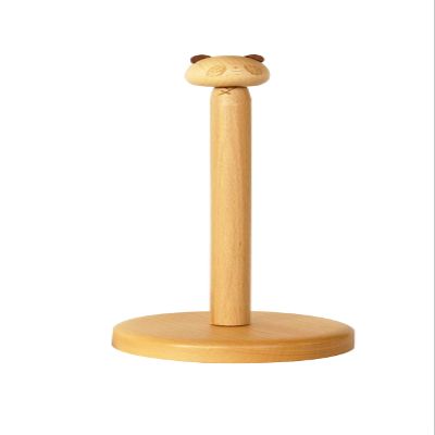 GUDINGHENG Wooden Paper Towel Holder,Cute Panda Design with Anti-Skid BaseKitchen Roll Stand Organizer Countertop Free Standing