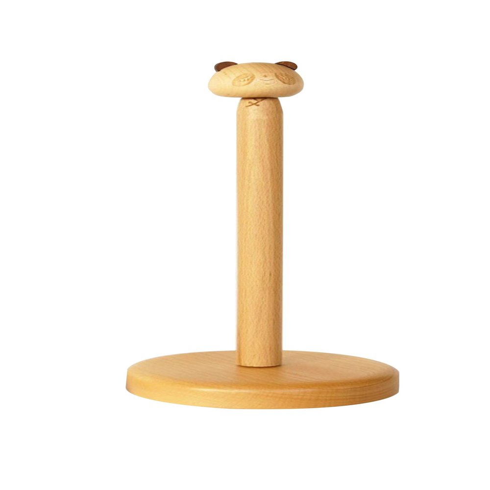 GUDINGHENG Wooden Paper Towel Holder,Cute Panda Design with Anti-Skid BaseKitchen Roll Stand Organizer Countertop Free Standing