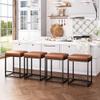 ALPHA HOME 24 Inch Counter Height Bar Stools Set of 4, Upholstered Bar Stools for Kitchen Island, Counter Stools with Faux Leather Cushion and Sturdy Metal Frame, Modern Barstools, Caramel view 1