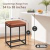 ALPHA HOME 24 Inch Counter Height Bar Stools Set of 4, Upholstered Bar Stools for Kitchen Island, Counter Stools with Faux Leather Cushion and Sturdy Metal Frame, Modern Barstools, Caramel view 2