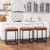 ALPHA HOME 24 Inch Counter Height Bar Stools Set of 4, Upholstered Bar Stools for Kitchen Island, Counter Stools with Faux Leather Cushion and Sturdy Metal Frame, Modern Barstools, Caramel view 3