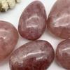NSIXSURIM Crystal Strawberry Quartz Gem Crystal Polished Palm Raw Stones Irregular Shape Home Decoration Gifts Can be Used for Crystals and Stones view 3