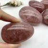 NSIXSURIM Crystal Strawberry Quartz Gem Crystal Polished Palm Raw Stones Irregular Shape Home Decoration Gifts Can be Used for Crystals and Stones view 4