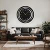 SIGNLEADER Metal Wall Clock Decor, Swirl Pattern Arabic Numeral Wall Art Sculpture Round Clock Silent Battery Operated Hangings Home Decoration for Living Room, Kitchen, Bathroom, Bedroom - 30" Black view 2