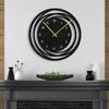SIGNLEADER Metal Wall Clock Decor, Swirl Pattern Arabic Numeral Wall Art Sculpture Round Clock Silent Battery Operated Hangings Home Decoration for Living Room, Kitchen, Bathroom, Bedroom - 30" Black view 3
