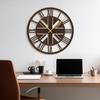 SIGNLEADER Metal Wall Clock Decor, Union Jack Inspired Roman Numeral Wall Art Sculpture Clock Silent Battery Operated Hangings Home Decoration for Living Room, Kitchen, Bathroom, Bedroom - 30" Bronze view 3