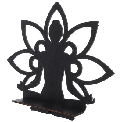 HOLIDYOYO Break Resistance Buddha Lotus Shaped Floating Wood Shelf Wall Decor for Home Office Study Room Festival Party
