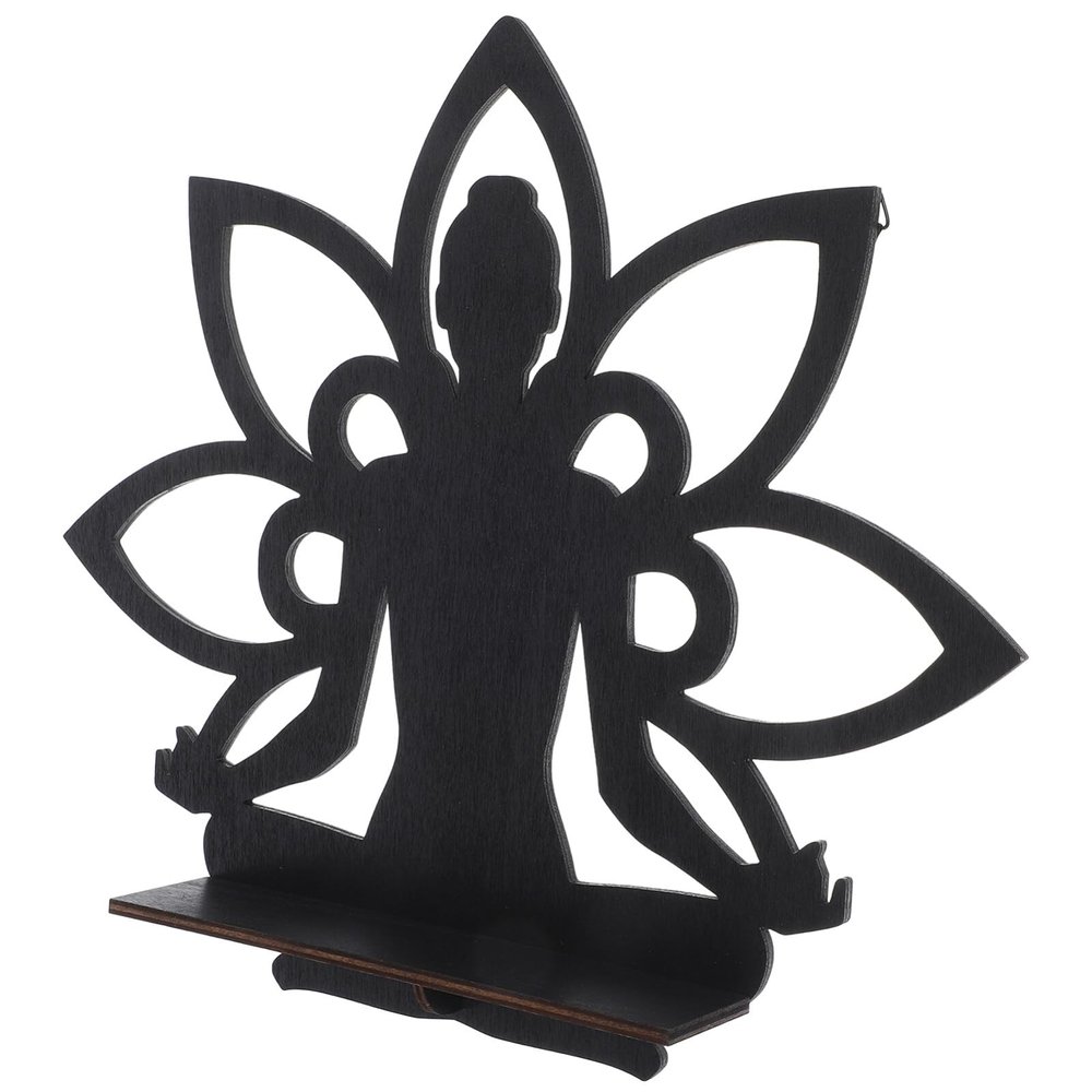 HOLIDYOYO Break Resistance Buddha Lotus Shaped Floating Wood Shelf Wall Decor for Home Office Study Room Festival Party