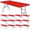 12 Pcs Spandex Picnic Table Cloth, Elastic Fitted Tablecloths for 8 Foot Rectangle Tables, Washable Patio Table Top Cap Cover for Indoor, Outdoor, Camping, Banquet, Parties (Red, 30"x96") view 1