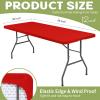 12 Pcs Spandex Picnic Table Cloth, Elastic Fitted Tablecloths for 8 Foot Rectangle Tables, Washable Patio Table Top Cap Cover for Indoor, Outdoor, Camping, Banquet, Parties (Red, 30"x96") view 2