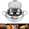 FLEXMAN Deep Fryer Pot, Detachable Stainless Steel Japanese Style Tempura Fryer Pan with Oil Drip Drainer Rack and Thermometer for Kitchen French Fries Chicken (S Size 20cm / 7.9in) view 4