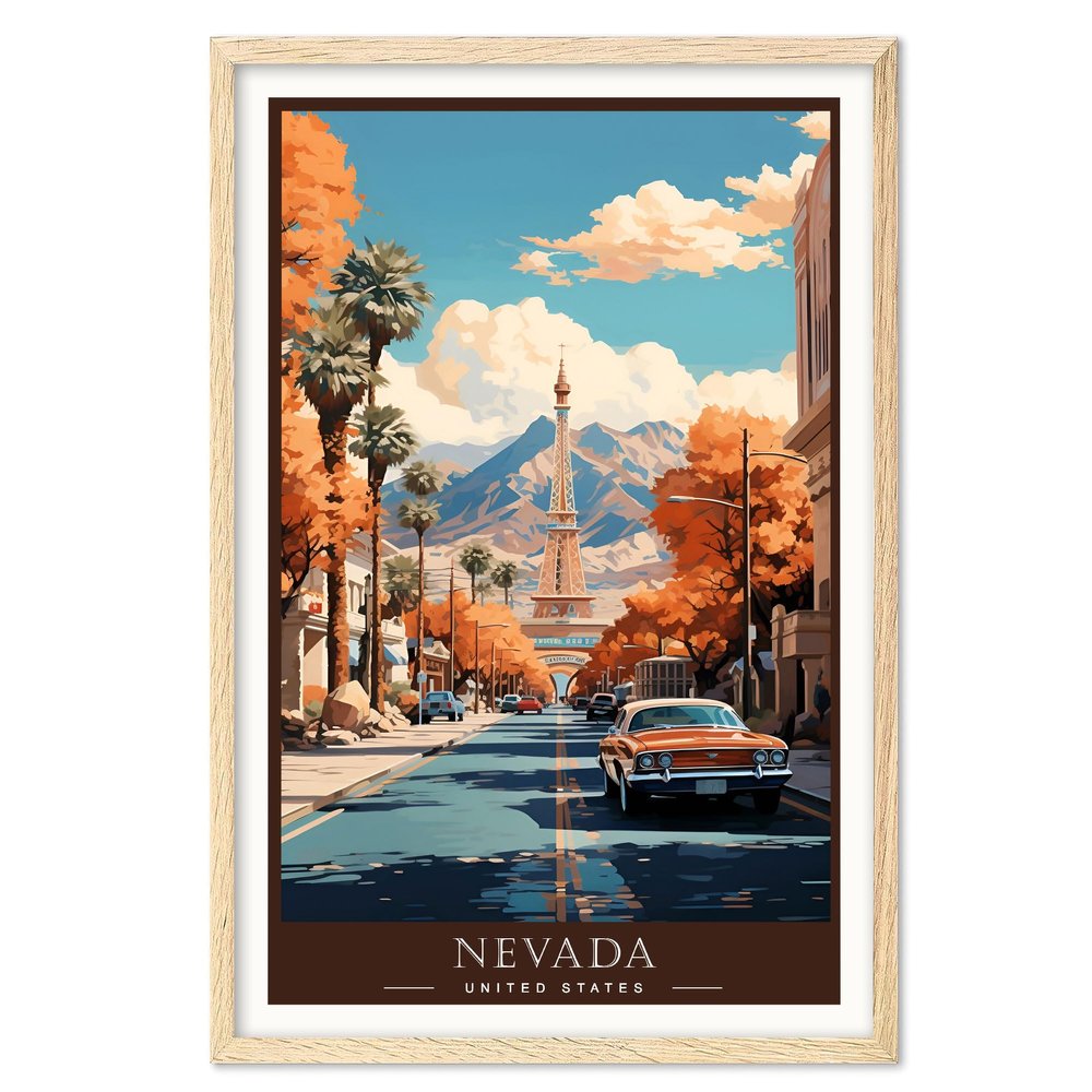 01September Nevada Poster Art Print, States Landscape Wall art Decor, Retro Style Travel Poster, Office Wall Poster, Travel Poster, 50 States, Usa Travel Poster - UNFRAMED, 11x14