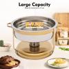 9.5QT Countertop Stainless Steel Chafing Dish Buffet Set, 13.78" Round Buffet Chafer Servers and Food Warmers with Top Lid, Gold view 3