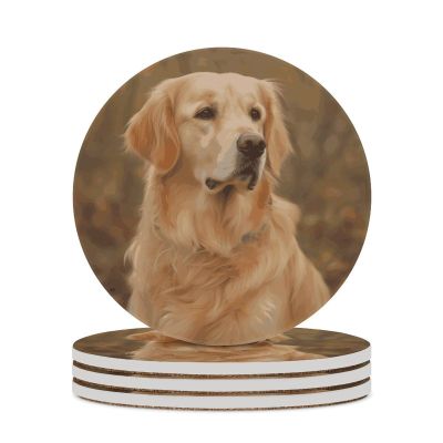 4PCS Drink Coaster Golden Retriever Absorbent Coasters Set Coffee Table Coasters for Drink Coffee Cup Beverage Coasters Wine Beer Bar Coasters