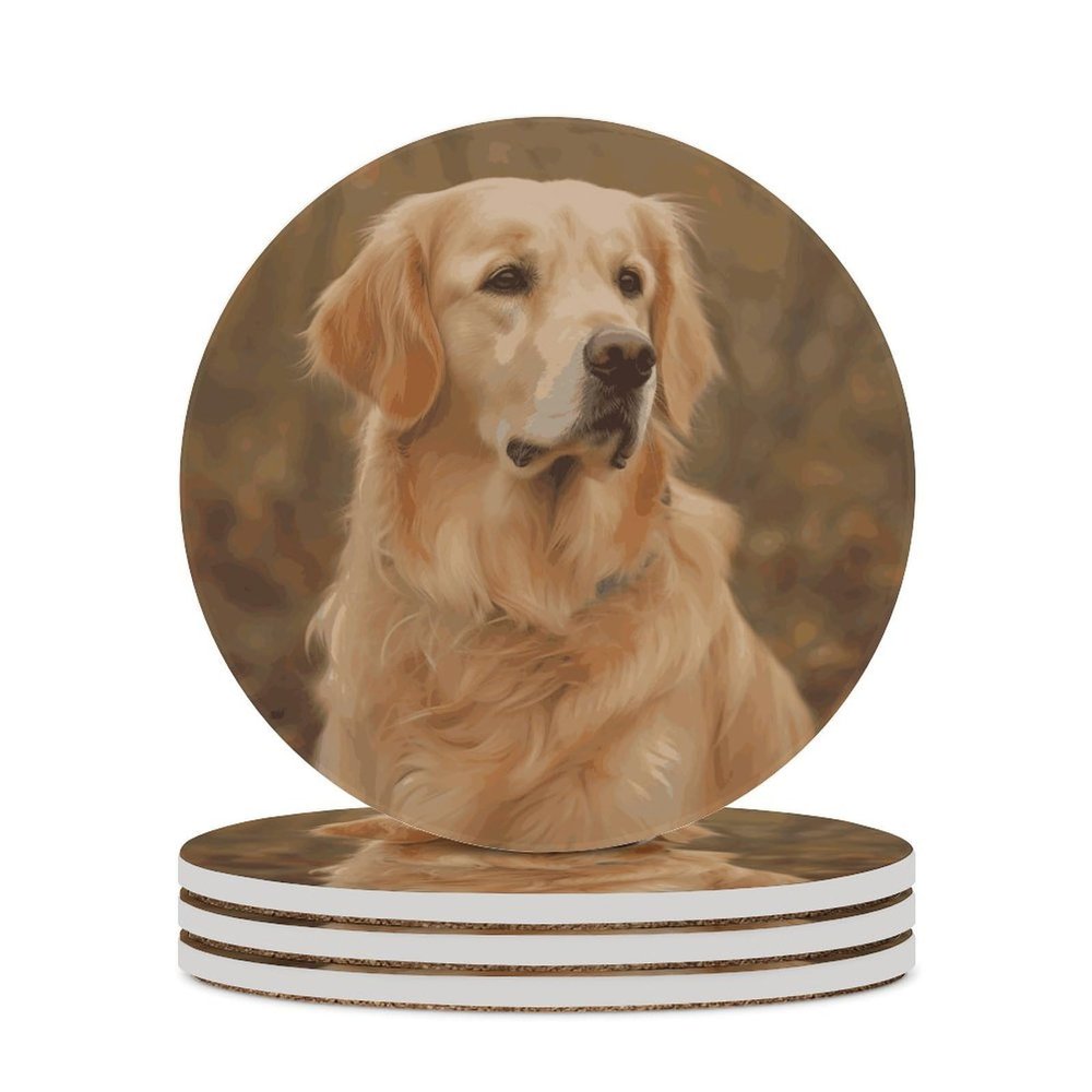 4PCS Drink Coaster Golden Retriever Absorbent Coasters Set Coffee Table Coasters for Drink Coffee Cup Beverage Coasters Wine Beer Bar Coasters