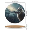 4PCS Drink Coaster Wolf at Night Absorbent Coasters Set Coffee Table Coasters for Drink Coffee Cup Beverage Coasters Wine Beer Bar Coasters view 2
