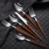108 Piece Set of 6 Pieces Cutlery, Stainless Steel Cutlery, Mirror Polished flatware, Kitchen Utensils, Home & Dining Utensils, Dishwasher Safe Japanese, Wooden Handle Cutlery, Western Steak Knife view 1