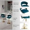 HEAH-YO Swivel Bar Stools Set of 4, Adjustable Counter Height Stools with Woven Backrest, Teal Green  Velvet Upholstered Seat, Golden Base, Kitchen Island Stool for Dining Room, Counter and Bar view 4