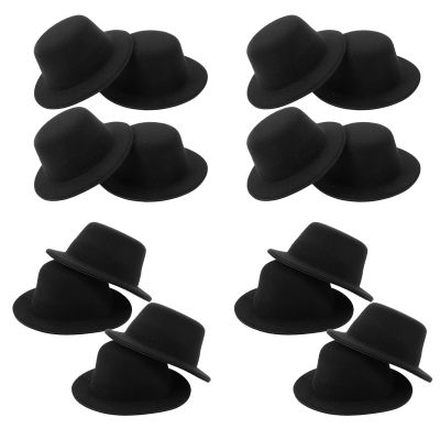 LOGOFUN 16pcs Mini Snowman Hat Miniature Top Hats Tiny Formal Hats Small Black Top Hats for DIY Christmas Snowman Doll Decorations