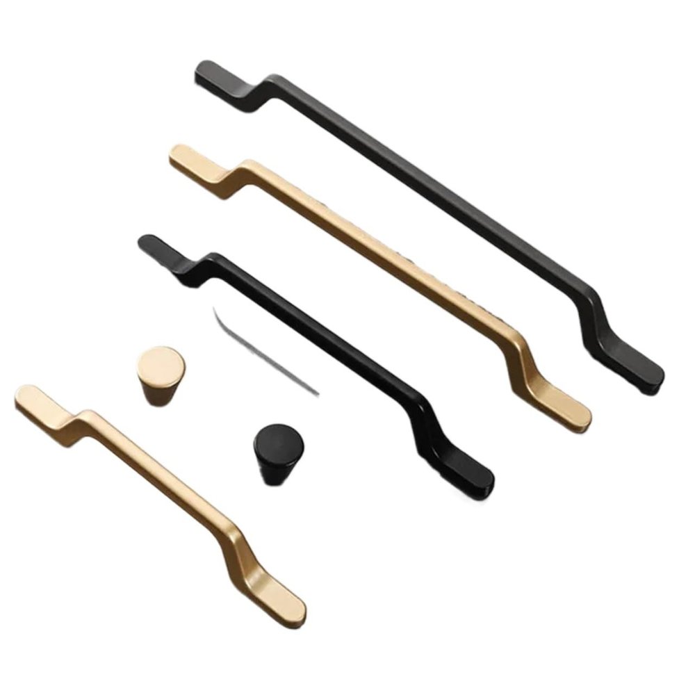 DYINGZL European Simple Black Kitchen Cabinet Door Handles Matte Gold Aluminum Alloy Drawer Pulls Furniture Handle Hardware(Black 192mm)