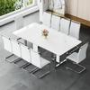 JUFU Dining Table Set for 10, 79'' Dining Table for 8-10 People with Faux Marble Tabletop and Sturdy Leg, White Rectangle Kitchen & Dining Room Sets with PU Chairs, Perfect for Big Dining Room view 1