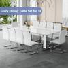 JUFU Dining Table Set for 10, 79'' Dining Table for 8-10 People with Faux Marble Tabletop and Sturdy Leg, White Rectangle Kitchen & Dining Room Sets with PU Chairs, Perfect for Big Dining Room view 2