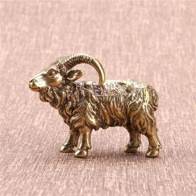 FOSANGPUSHI Brass Figurines and Statues,5.8x4.7cm Solid Brass Goat Small Ornament Antique Copper Zodiac Animal Sheep Miniature Figurines Home Decoration Desktop Decor, Vintage