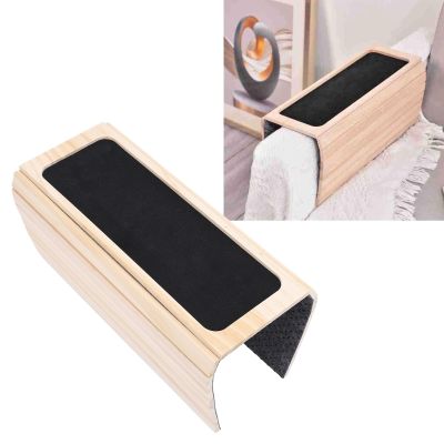 Rushbom Sofa Armrest Tray, Wood Sofa Arm Table Flexible Non Slip Flannel Cup Holder Foldable Couch Arm Tray for Holding Drinks Snacks TV Remote, Rushbomsk0tqgmfua