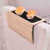 Rushbom Sofa Armrest Tray, Wood Sofa Arm Table Flexible Non Slip Flannel Cup Holder Foldable Couch Arm Tray for Holding Drinks Snacks TV Remote, Rushbomsk0tqgmfua view 2