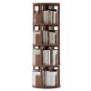 4/5/6 Shelf Solid Wood Rotating Bookshelf Round Cubic Living Room Shelf Smoothly Sanded Edges to Prevent Bumping Suitable for Living Room Bedroom Study Room Classroom(Walnut Colored,4 Layers) view 1