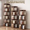 4/5/6 Shelf Solid Wood Rotating Bookshelf Round Cubic Living Room Shelf Smoothly Sanded Edges to Prevent Bumping Suitable for Living Room Bedroom Study Room Classroom(Walnut Colored,4 Layers) view 2