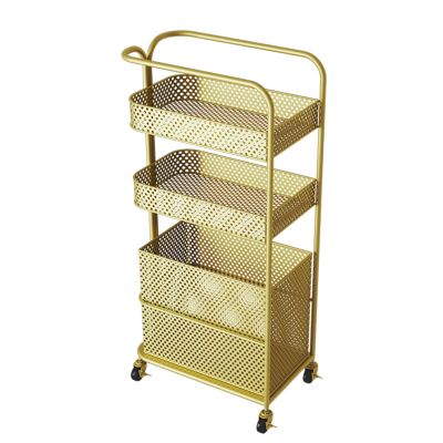 AErosx Laundry Hamper, Laundry Basket with Rolling Lockable Wheels, Metal Sorter Clothes Storage Trolley Shelf for Dirty Clothes, Towels, Blankets, Bathroom Storage & Laundry Room Organization(Gold)