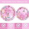 118 Pcs First Trip Around The Sun Birthday Decorations Pink Outer Space Tablecloth Dinner Plates Napkins Forks Cups Banner Dinnerware for Space Theme Baby Shower Girls 1st Birthday Party Supplies view 2