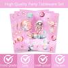 118 Pcs First Trip Around The Sun Birthday Decorations Pink Outer Space Tablecloth Dinner Plates Napkins Forks Cups Banner Dinnerware for Space Theme Baby Shower Girls 1st Birthday Party Supplies view 3